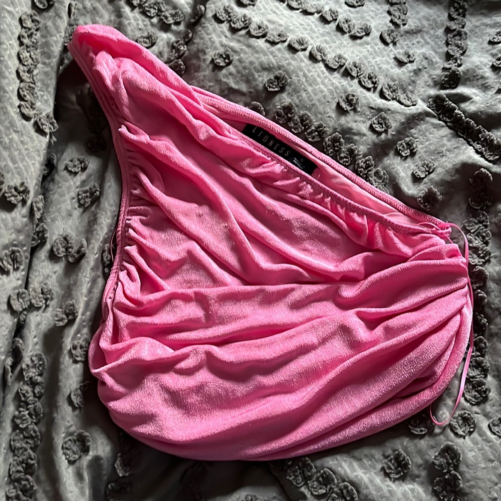 Hot pink one shoulder top